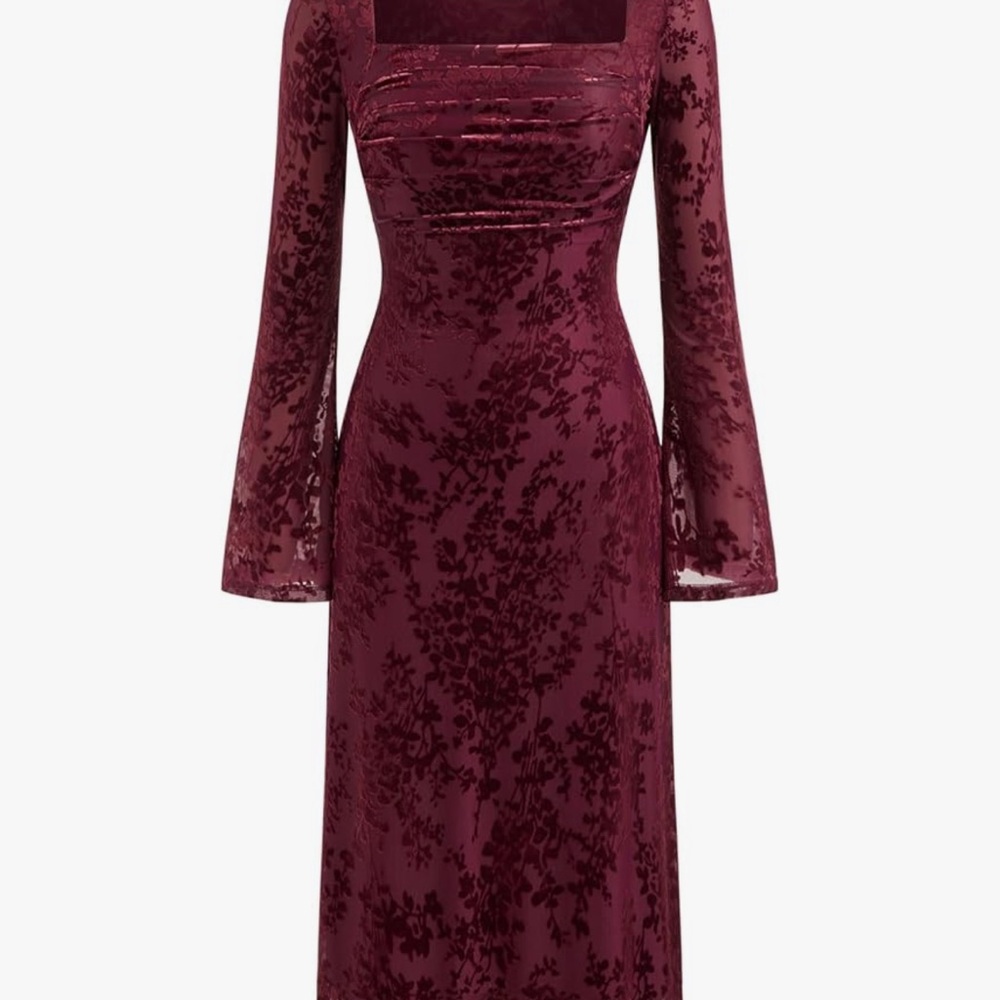 CIDER Womens Velvet Floral Long Sleeve Midi Dress Medium